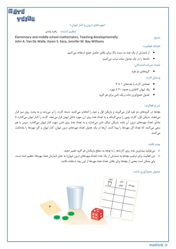 «مهره‌های درون و کنار لیوان»