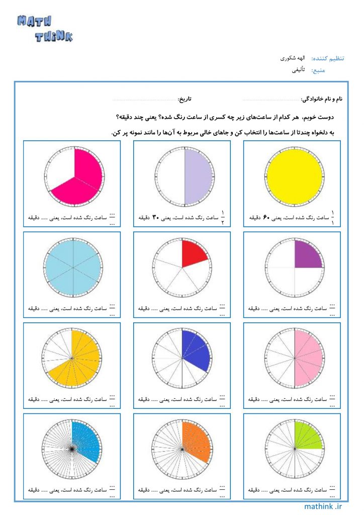 کسرها روی ساعت